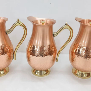 Copper jug set for cafe dine in <b>water</b> serving system metal set with <b>glasses</b> durable reusable kitchen dining drinkware - Product Image 1
