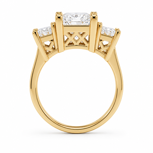 แหวนเพชรทรงปริ๊นเซสคัทสามเม็ดแบบตะกร้า 5.1 CTS คลาสสิก ทองคำขาว 14K เพชรเพาะเลี้ยงในห้องปฏิบัติการ แหวนหมั้น งานสั่งทำ OEM เครื่องประดับสั่งทำ - Product Image 2