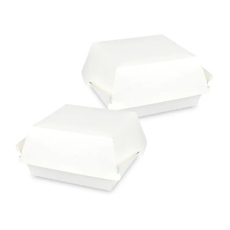 Tailored burger box paper container greaseproof pe coated for fast-food joints takeaway packaging