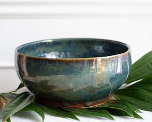 Bol de luxe en céramique, vert sarcelle profond, glaçure réactive, intérieur brillant, sans danger pour les aliments, résistant à la décoloration, pour une vaisselle moderne et élégante - Product Image 4