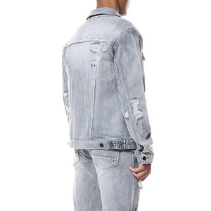 Men's Distressed Denim <b>Jacket</b> Ripped Style Polyester/Nylon Jean Coat Sweet/Formal Eco-Friendly Breathable Quick Dry Outerwear - Product Image 5