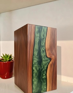 Handmade Rosewood Cremation Urn Green River Resin <b>Memorial</b> <b>Keepsake</b> Green River Memory Urn Peaceful River Ashes Urn - Product Image 3