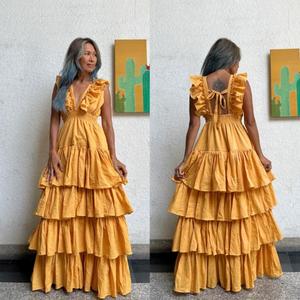 Vestido Boho con Volantes, Vestido de Novia Boho, Vestido Maxi con Capas Estilo Boho, Vestido con Capas Estilo Gitano, Vestido de Novia con Escote en V Profundo, Ropa de Resort, Vestido de Vacaciones - Product Image 3