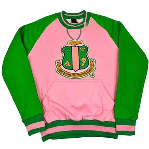 Sudaderas de Sororidad Unisex, Ropa Urbana, Sudadera Lisa 100% Algodón, Logotipo Personalizado, Impresión Personalizada, Camiseta Rosa y Verde para Hombre - Product Image 1