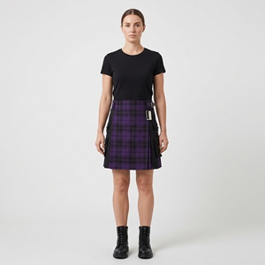Kilt utilitaire écossais pour homme, violet et noir, à carreaux, avec poches cargo, sangles à boucle réglables, style écossais, vêtements de travail, kilt personnalisé - Product Image 1