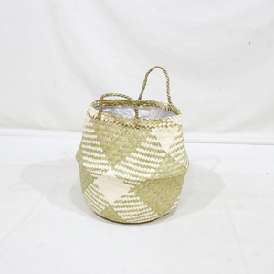 Cesta de Almacenamiento Tejida Blanca Ecológica de Hoja de Palma Circular, Duradera y de Nuevo Diseño, con Asa - Product Image 4