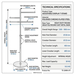 Porte-vêtements métallique de luxe haut de gamme, robuste, pliable, portable, sur pied, pour présentation en magasin, Vietnam - Product Image 4