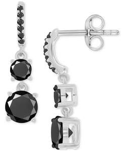 Pendientes lineales de espinela negra (2-7/8 ct. t.w.) en plata de ley |   Macy's - Product Image 1
