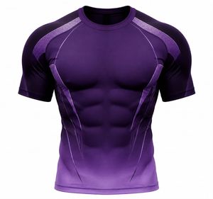 Camiseta Deportiva de Compresión para Hombre, Color Negro y Marrón, con Bloques de Color, Transpirable, de Manga Larga, Secado Rápido, Spandex, Poliéster - Product Image 2