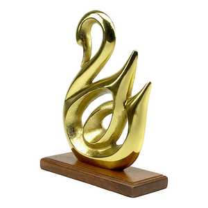 Jaffs Exports Golden Abstract Swan Sculpture Handmade Eco-Friendly Aluminium Artistic Contemporary Tabletop <b>Decor</b> for Living - Product Image 2