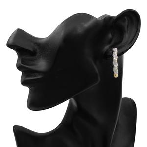 1.13 Cttw Round Cut Natural White Diamond <b>Huggie</b> Hoop Earrings For Womens in Yellow Gold Over 925 Sterling <b>Silver</b>, Prong Set - Product Image 3