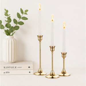 Modern Gold Metal Taper <b>Candle</b> Holders Set of 3 Candlestick Stand for Wedding Table Home Decor & Romantic <b>Dinner</b> Events - Product Image 2
