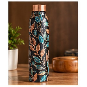 Botella de Agua de Cobre con Patrón Mandala Bohemio Multicolor, Tapa de Cobre, Portátil, para Viajes - Product Image 5