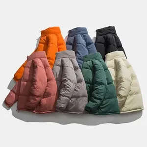 Blouson d'hiver matelassé pour homme, style urbain, grande taille, avec logo personnalisé, en tissu bulle épais et chaud, coupe longue - Product Image 2