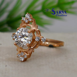 Anillo de Moissanita de Corte Redondo, Plata de Ley 925, Anillo de Compromiso y Boda Clásico para Mujer - Product Image 3