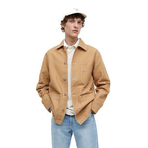 Chaqueta de Mezclilla para Hombre, Color Bronceado, Estilo Básico, con Cuello Camisero y Cierre de Botones, Venta al Por Mayor, Nueva Llegada 2023 - Product Image 1
