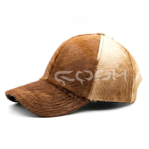 Casquette en cuir de vache faite à la main avec poils, style ranch western - Product Image 2