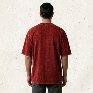 Camiseta Oversize con Lavado Ácido, Patrón Desgastado, Unisex, Manga Corta, Mezcla de Poliéster/Algodón, Estilo Casual Urbano, Verano, Lisa - Product Image 5