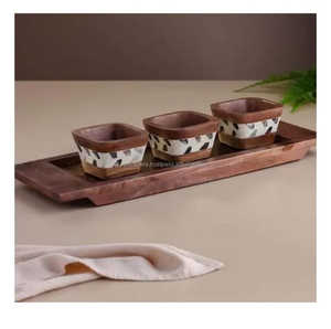 Bandeja de Servir Grande de Madera de Pino de Alta Calidad - Vajilla al por Mayor de un Solo Nivel Multifuncional Apta para Lavavajillas Personalizable - Product Image 1