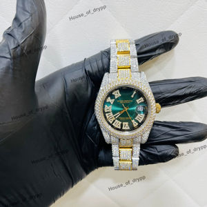 Reloj Hip Hop con Esfera Verde y Diamantes Moissanite para Hombre, Diseño de Lujo, Fabricado con Acero Inoxidable Resistente, Reloj de Pulsera Premium - Product Image 1