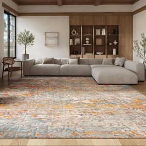 Tapis rectangulaire artisanal en jute à motifs floraux, style bohème, pour salon, nettoyage facile, fibre naturelle, décoration - Product Image 1