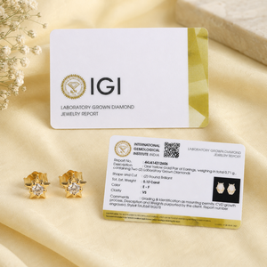 Nouveauté : Boucles d'oreilles clous en or jaune massif 14 carats avec diamant de laboratoire certifié IGI, taille brillant rond, bijoux pour femme, mariage, fête - Product Image 6