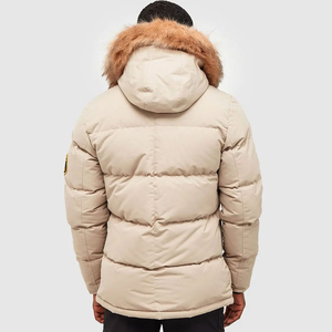 Chaqueta Parka Roja con Capucha para Hombre, Color Sólido, Tejido de Lana, Transpirable, Secado Rápido, Relleno de Poliéster, Cierre de Cremallera, Resistente al Viento - Product Image 4