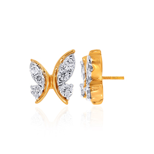 18K Gold Open Butterfly Round Diamond <b>Stud</b> <b>Earrings</b> Round Cut Lab Grown Diamond Fashion Jewelry Gift for Her - Product Image 4