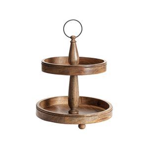Classic Handmade Durable Round Wooden <b>Cake</b> <b>Stand</b> with Natural Wood Grain Finish for Festive Dessert Table Arrangement - Product Image 5