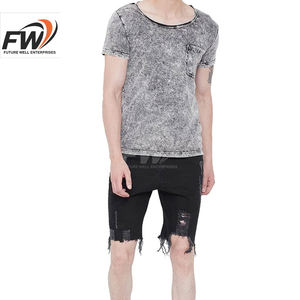 Camiseta de hombre con lavado ácido personalizada por el fabricante, 100% algodón, lavada con ácido, OEM, ODM, camisetas de cuello redondo de alta calidad para verano - Product Image 2