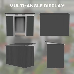 Caseta de Jardín Metálica Gris Resistente de 8x4 pies con Puertas con Cerradura y Marco de Acero Ventilado, Fácil de Montar, Almacenamiento Pequeño para Herramientas de Jardín - Product Image 4
