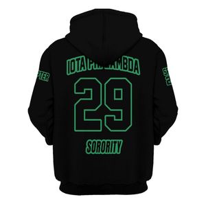 Sweat-shirt à capuche Iota Phi Lambda Sorority noir et vert émeraude, personnalisé avec l'année du chapitre, coupe classique pour femme - Product Image 6