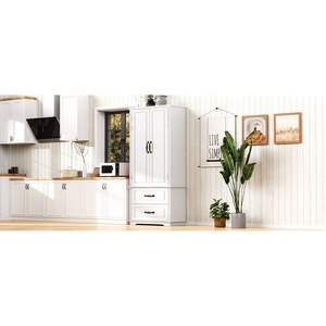 Armoire de cuisine K K 71 blanche de style farmhouse, 8 portes, 3 étagères, 2 grandes étagères, modèle D0100XFQ1SJ pour cuisine, salle à manger, salon - Product Image 5