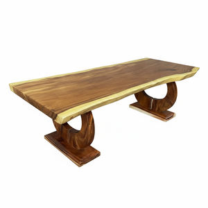 Mesa de Comedor Moderna de Lujo en Madera Suar con Borde Natural, Tablero de Madera Sólida, Base Elegante en Forma de O para Entrada de Hotel - Product Image 6