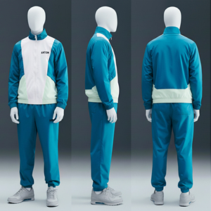 Ensemble survêtement coupe-vent personnalisé pour homme, veste zippée et pantalon, en coton épais 100%, décontracté, uni, pour la gym et le jogging - Product Image 1