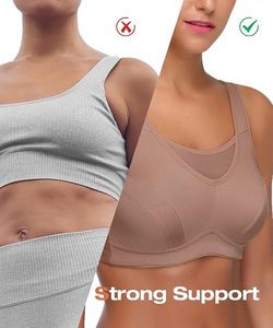 Soutien-gorge de sport respirant à séchage rapide pour femmes grandes tailles, fermeture avant, S à 4XL, beige, Spandex Nylon - Product Image 4