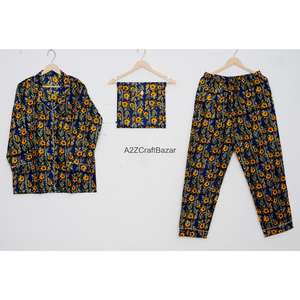 Conjunto de Pijama para Mujer, Algodón, Manga Larga, Ropa de Verano, Vestidos Casuales, Estampado Floral Hecho a Mano - Product Image 2