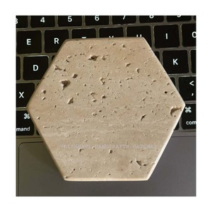 Plaque hexagonale en travertin naturel fait main avec finition mate, design imitation antique pour la décoration de la maison, les mariages et les cadeaux - Product Image 3