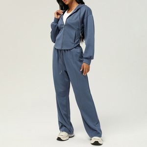 Survêtement Street Style Femme Oversize à Fermeture Éclair, Hoodie Vintage et Pantalon de Survêtement Ample, Style Hip Hop Urbain - Product Image 4