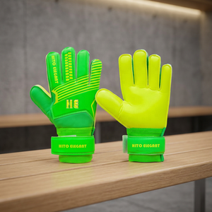 Gants de gardien de but de football verts avancés avec paume en latex robuste, antidérapants, ajustement confortable, protection des doigts et du pouce - Product Image 4