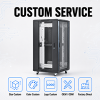 Kabinet Jaringan Lantai Berpendingin Udara 19 Inch 22U 32U 42U Rak Server Enclosure Pusat Data Server Densitas Tinggi Stok Hitam