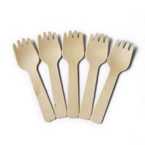 100% Biodegradable 95mm mini tenedor de madera desechable - Product Image 2