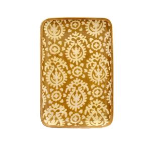 Bandeja de Servir Decorativa de Metal Esmaltado Hecha a Mano, Bandeja Rectangular para Mesa, Diseño Floral Étnico Vintage, para Hotel o Restaurante - Product Image 1