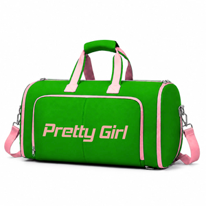 Bolsa de lona personalizada de la hermandad Alpha Kapa Alpha, verde y rosa, con logo bordado, para uso diario, de gran capacidad, de nailon y poliéster. - Product Image 1