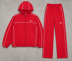 Veste coupe-vent rétro pour homme avec passepoil contrastant, fermeture éclair, imperméable et coupe-vent, pantalon de survêtement décontracté, logo personnalisé, fabrication sur mesure - Product Image 4