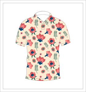 เสื้อโปโลผู้ชายสีครีมพิมพ์ลายดอกไม้แขนสั้นลำลองแฟชั่นฤดูร้อนเสื้อโปโลกอล์ฟ - Product Image 1