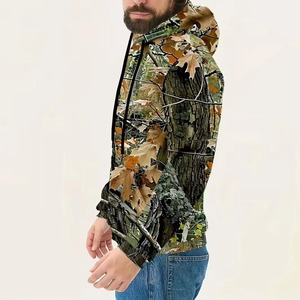 Sweat-shirt à capuche camouflage coupe classique en polyester imprimé, décontracté, respirant, avec poches, idéal pour l'automne - Product Image 3