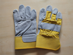 Gants de travail en cuir jaune, longueur poignet, avec manchette élastique, pour usage extérieur en hiver, style uni - Product Image 6