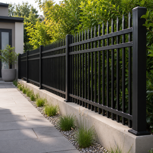 Clôture en aluminium noir moderne, revêtement poudré, panneau de clôture extérieur pour jardin, sécurité de la maison, villa, patio - Product Image 1