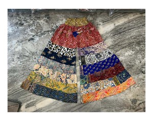 New Silk Patch Work Women Wide Leg Trouser, Indian Patch Work <b>Pattern</b> Free Size Pant - Product Image 6